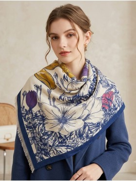 Floral Design Blanket Scarf